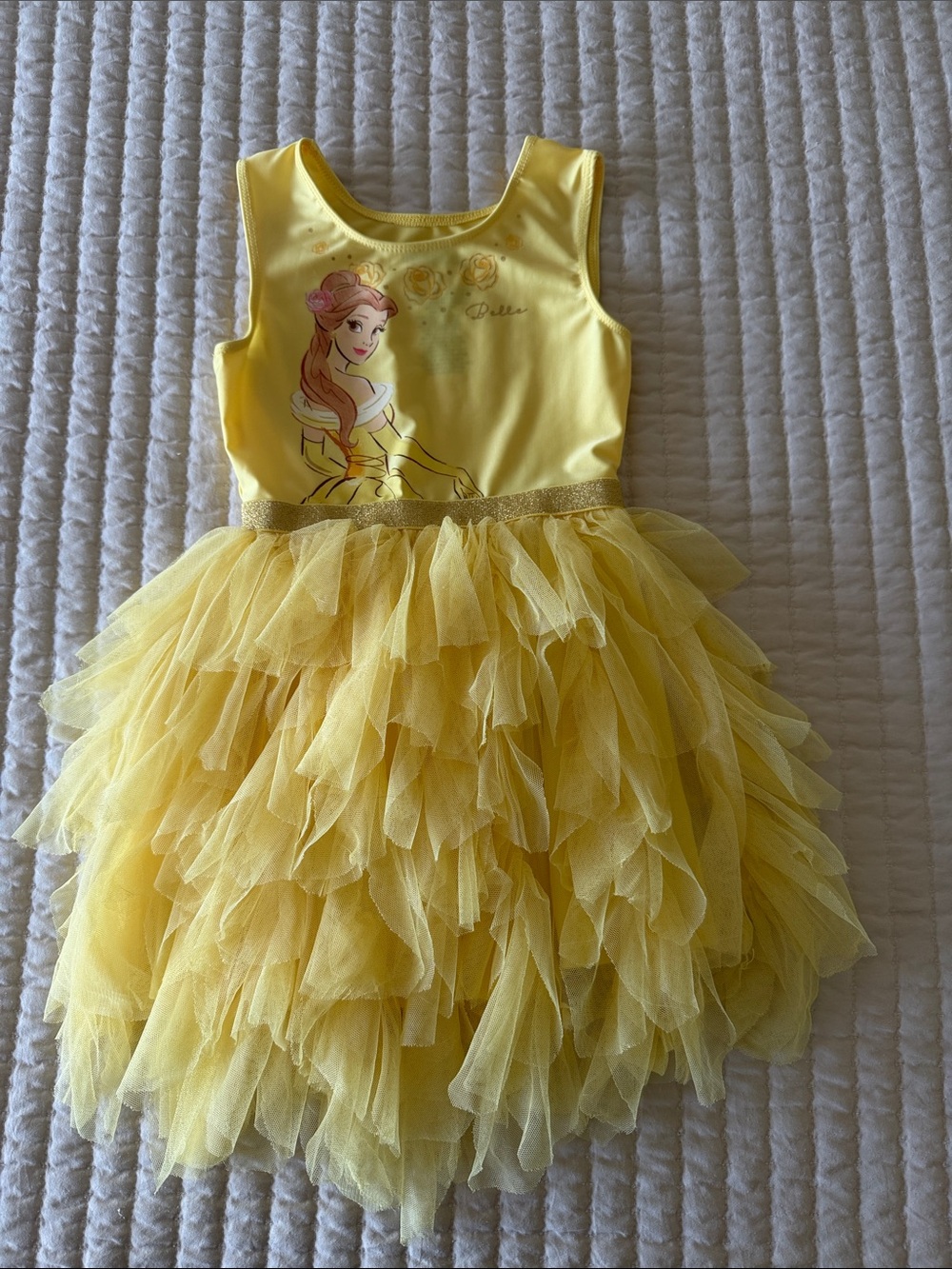 Disney Yellow Belle Tulle Princess Dress Costume